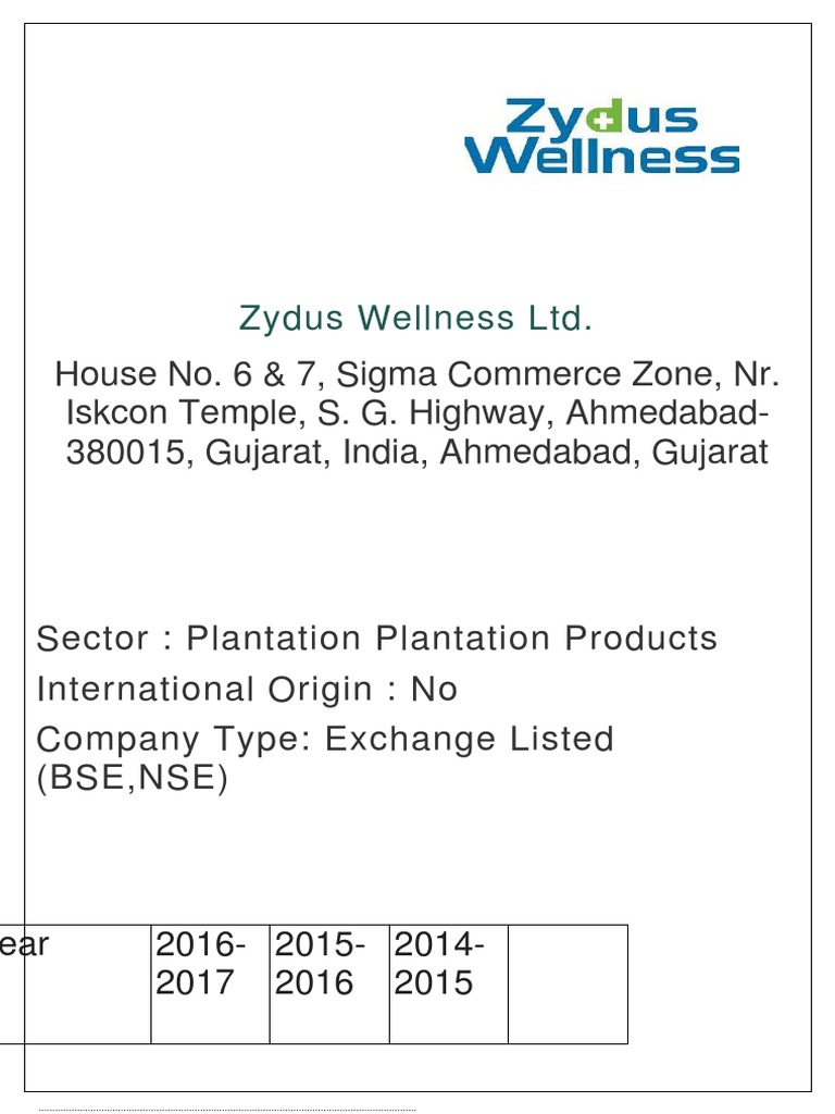 Zydus Wellness LTD CSR PDF Health Care Cancer