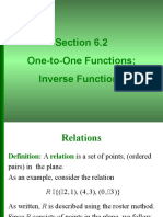 Section 6.2 One-to-One Functions Inverse Functions