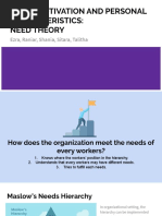 Work Motivation and Personal Characteristics: Need Theory: Ezra, Raniar, Shania, Sitara, Talitha