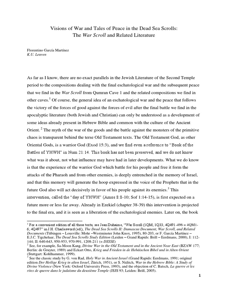 The War Scroll and Related Literature Wa PDF PDF Dead Sea Scrolls