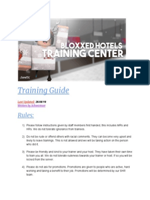 Training Guide Bloxxed - bloxton hotels training center roblox