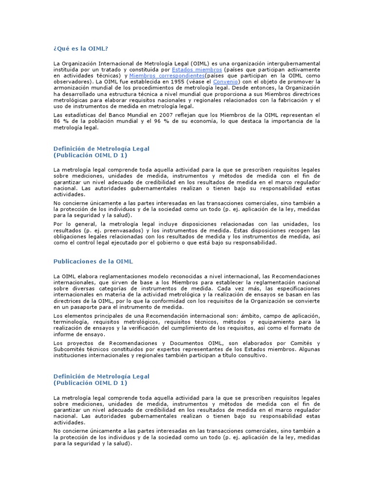 Qué Es La OIML | PDF | Metrología | Science