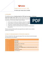 Plan For Past Year Upsc Papers: Insights Prelims Test Series - 2020