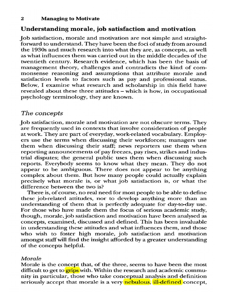 Understanding Job Satisfaction and Morale | PDF | Motivation | Motivational