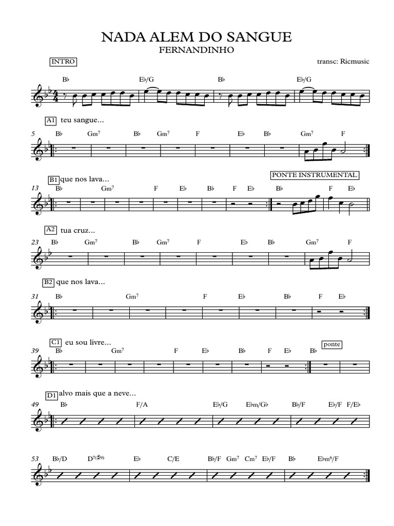 Nada Alem Do Sangue Full Score PDF