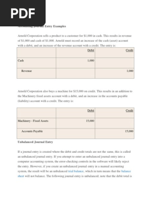 Accounting Journal Entry Examples