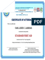 Certificate of Attendance: Standard First Aid