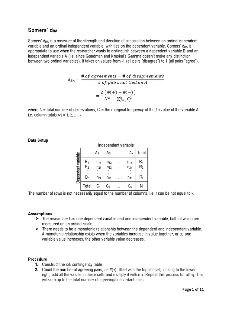 Somers' D: Data Setup | PDF | Statistical Significance | P Value