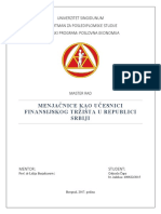 MR - Menjačnice Kao Učesnici Finansijskog Tržišta U Republici Srbiji