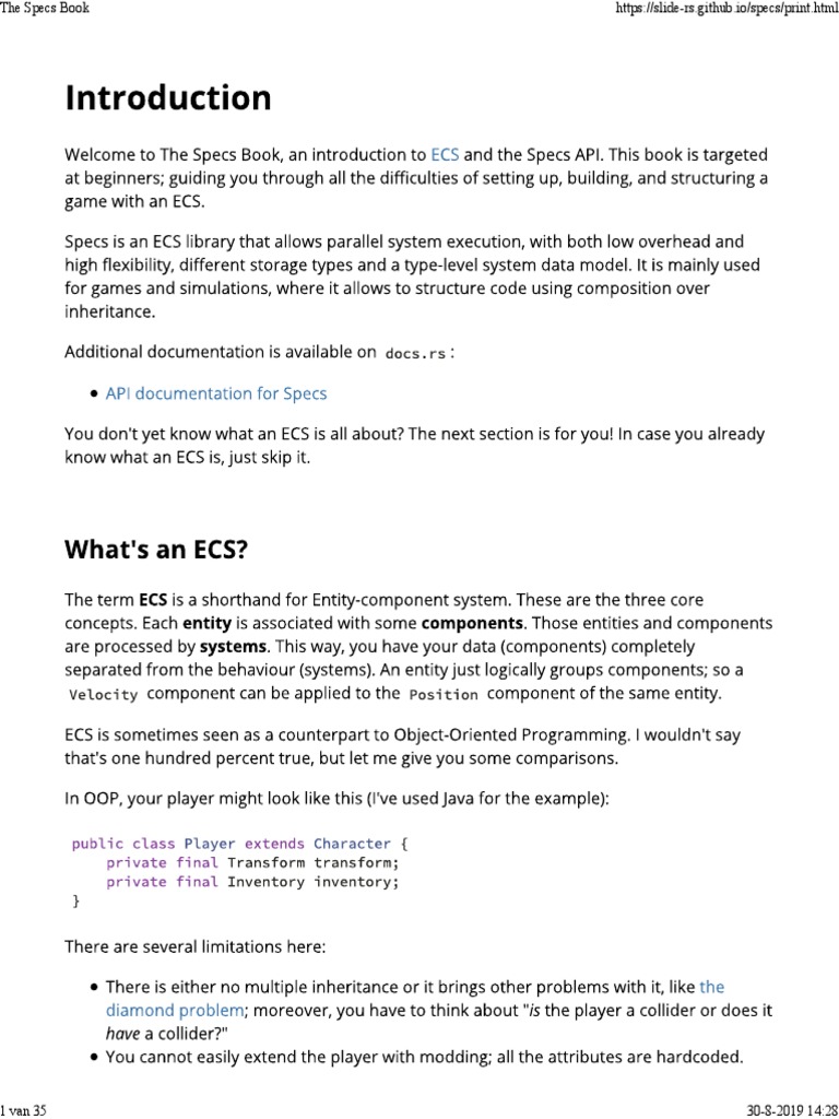 Rust Entity Component System Guide | PDF | Physics | Mechanics