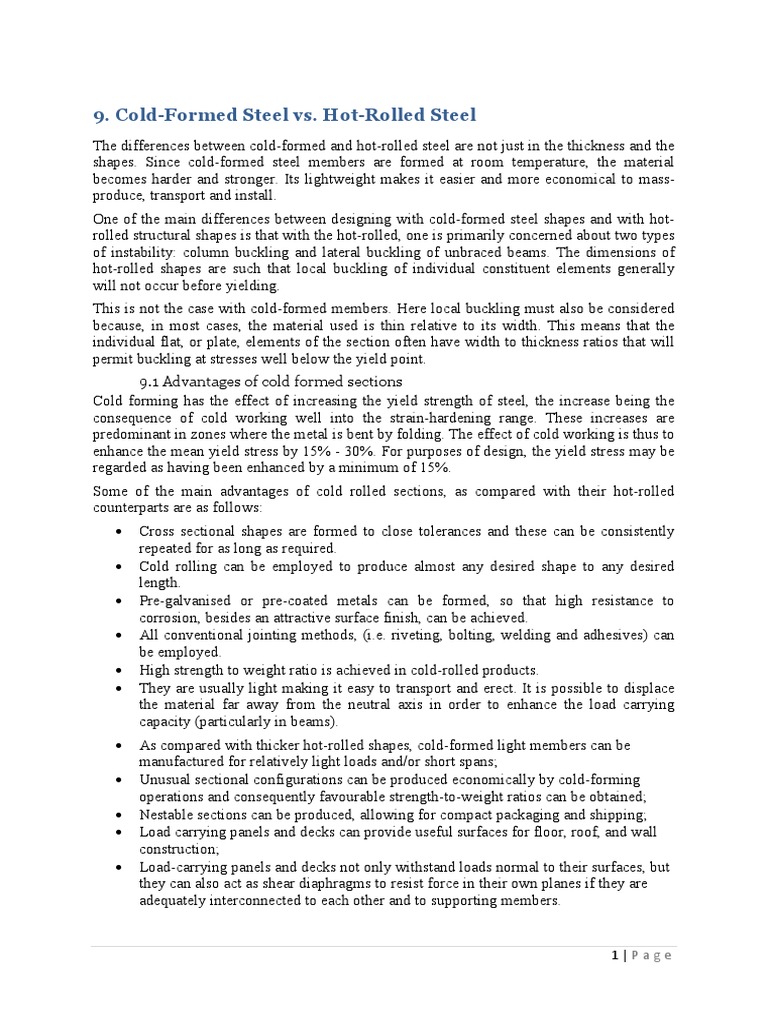 Cold-Formed Steel Vs Hot-Rolled Steel | PDF | Rolling (Metalworking ...