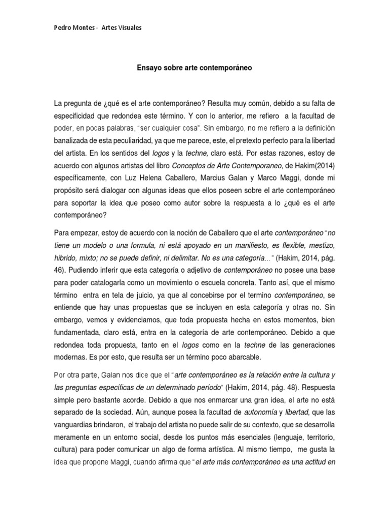 rodillo mercado virar Ensayo Sobre Arte Contemporáneo | PDF | Epistemología | Artes (general)