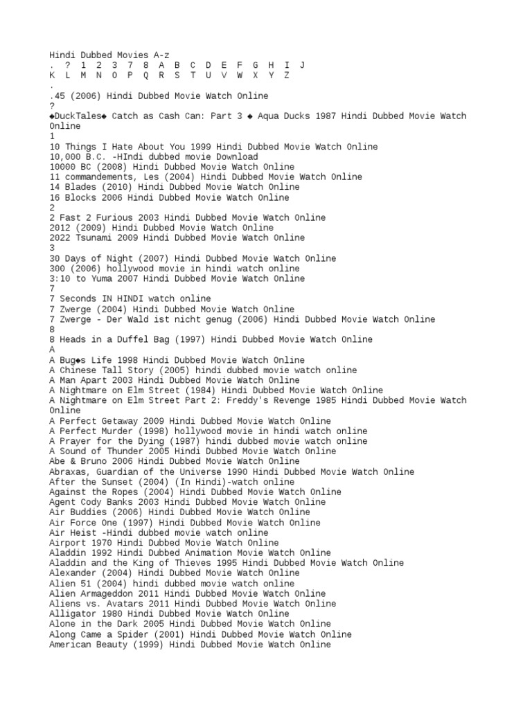 Dual Audio List In Hollywood Pdf