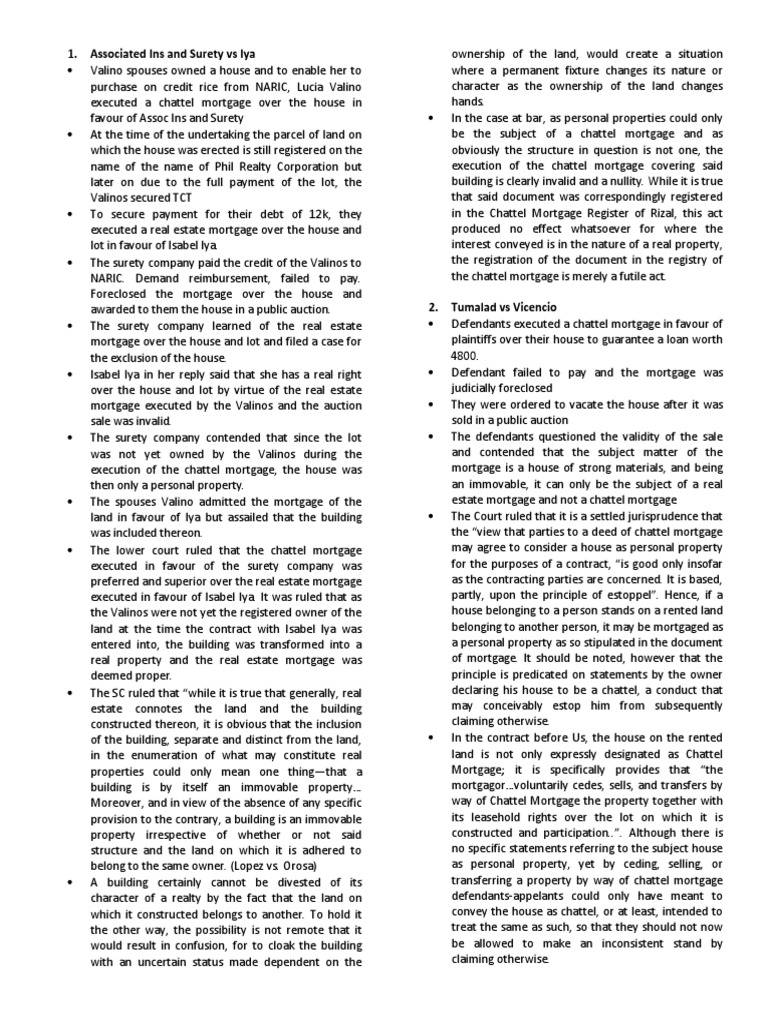Immovable Property CASES PDF Mortgage Law Real Property