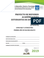 Primera Prueba de Avance de Lenguaje y Literatura - Primer Año de Bachillerato 2019