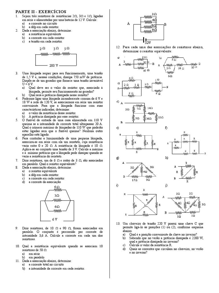 Exercicio de Circuitos | PDF | Resistor | Circuitos em série e em paralelos