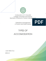 Types of Accomodation: Tagbilaran City College College of Business and Industry Bachelor of Science in Tourism Management