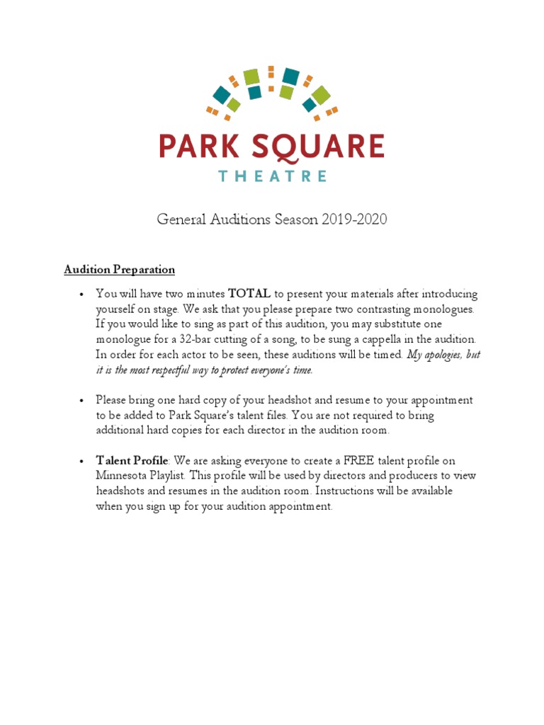 2019-2020 General Audition Guidelines | PDF | Art