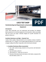 Loco Test Shop: Commissioning Test Requirements and Procedure For Electrical Equipment