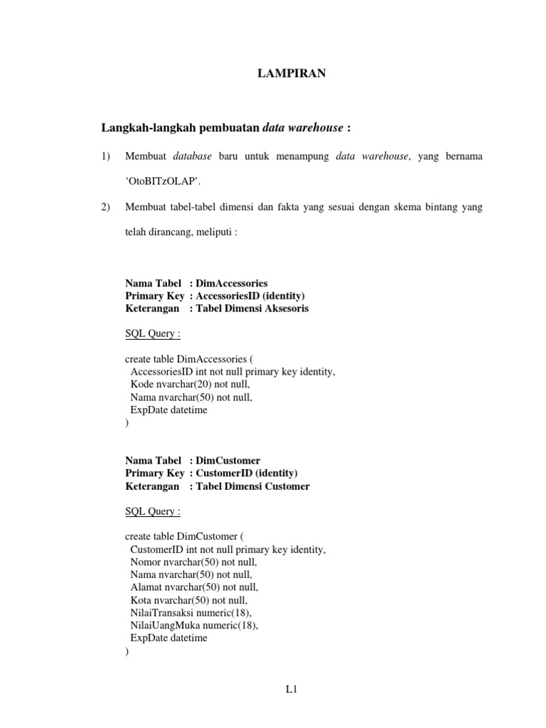 Panduan Pembuatan Data Warehouse SQL | PDF | Computers