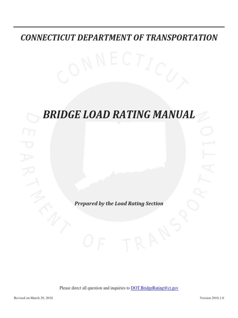 Bridge Load Rating Manual Connecticut Department of Transportation PDF Strength Of