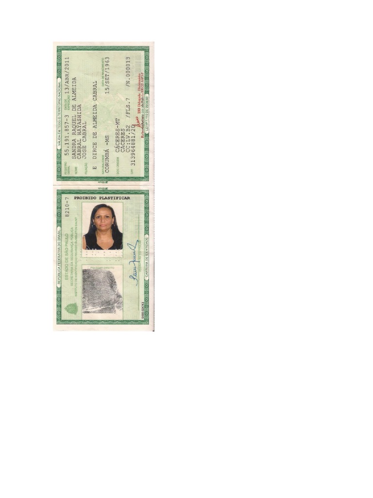 RG e CPF Sandra PDF | PDF
