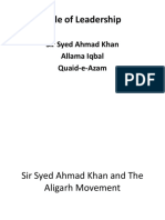 Role of Leadership: Sir Syed Ahmad Khan Allama Iqbal Quaid-e-Azam