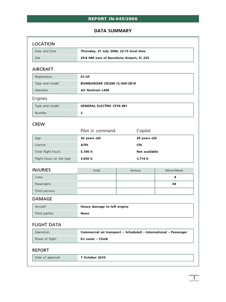 Aviation Incident Report | PDF | Aviation | Mechanical Engineering