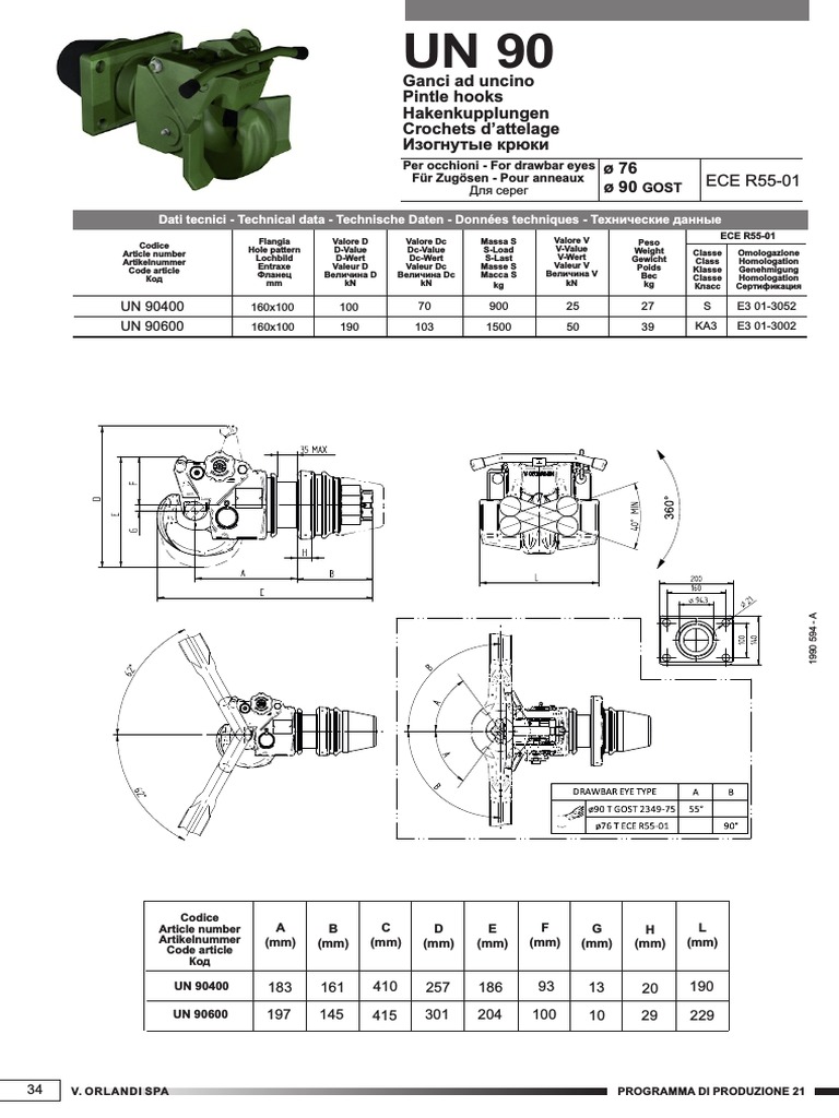 Ganci ad uncino: Dati tecnici ECE R55-01 | PDF