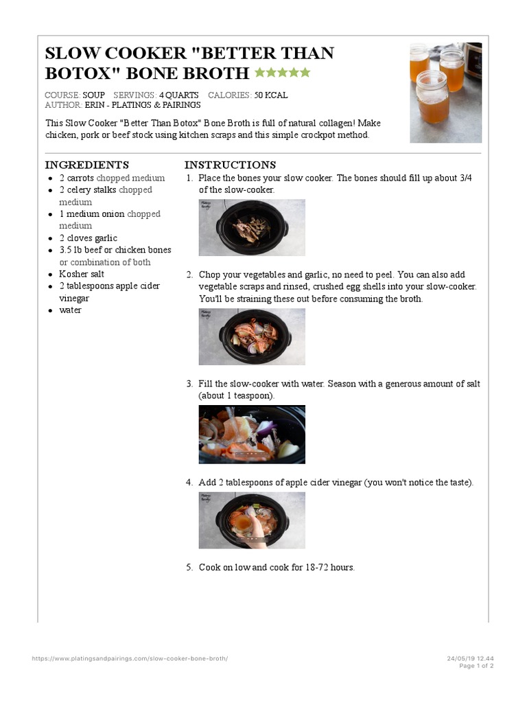 Slow Cooker "Better Than Botox" Bone Broth Ingredients Instructions