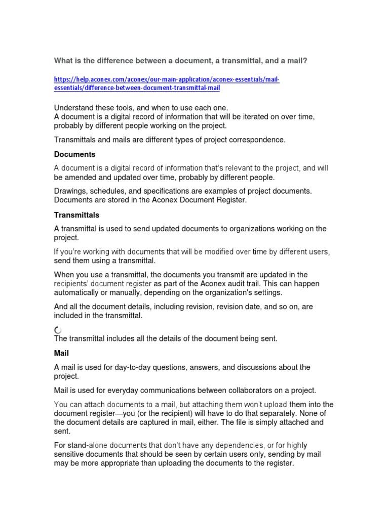 Understanding Transmittals vs. Documents | PDF | Document | Information ...