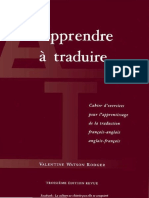 Apprendre A Traduire - Cahier D'exercices Pour L'apprentissage de La Traduct - Fr-Ang Ang-fr-Valentine Watson Rodger