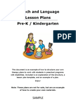 PreK Speech Lesson Planning