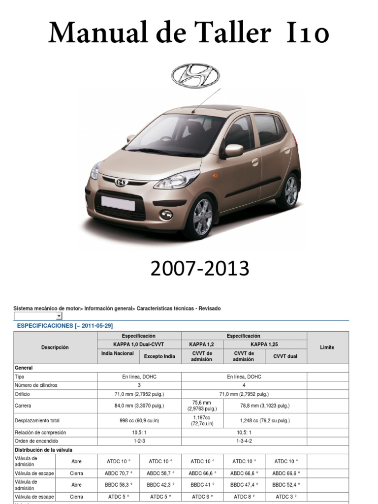 Hyundai I10 2008 PDF Partes de vehículo Ingeniería