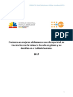 Embarazo en Mujeres Adolescentes Con Discapacidad, Su Vinculación Con La Violencia Basada en Género y Los Desafíos en El Cuidado Humano.