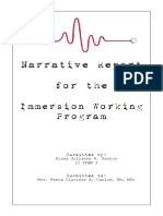 Narrative Report For The: Immersion Working Program