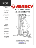 Marcy Platinum Mp-2106 Home Gym: Model MP-2106 Retain This Manual For Reference 09-10-07 Owner'S Manual