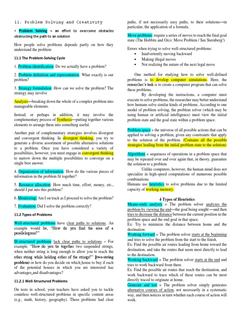 Chapter 11 - Problem Solving (Sternberg) | PDF | Insight