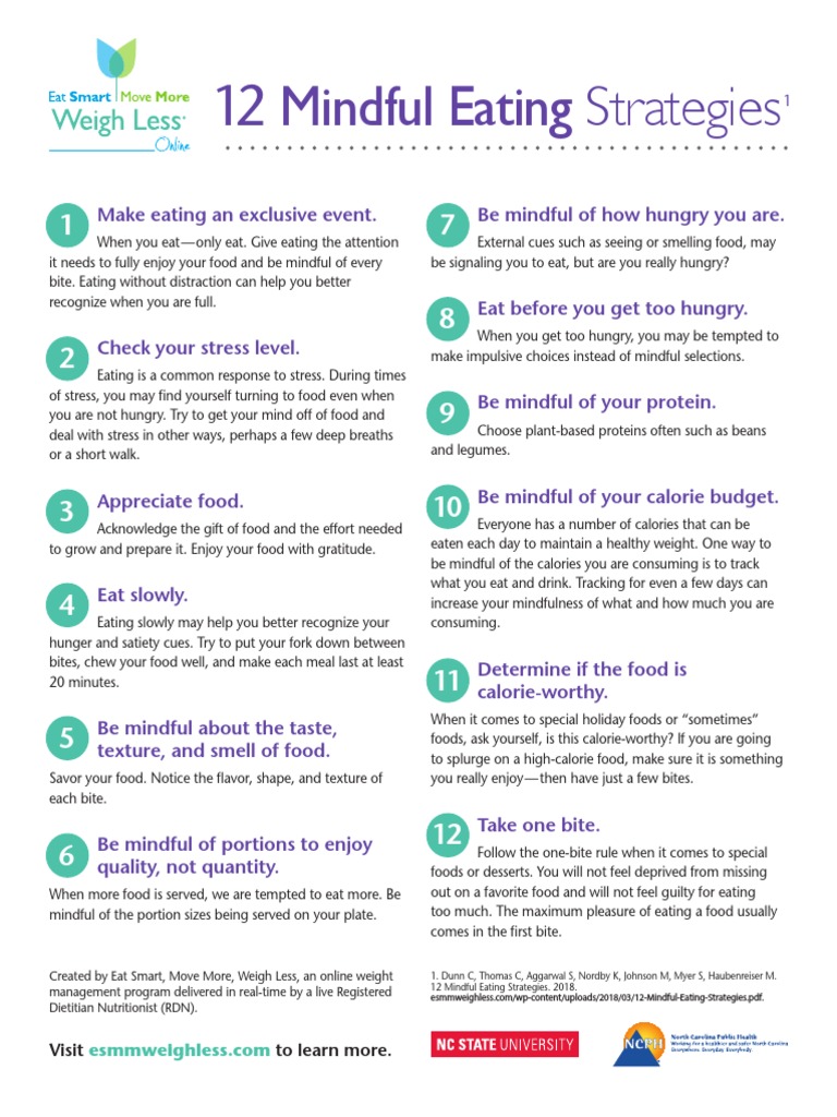 12 Strategies for Mindful Eating | PDF | Eating | Eating Behaviors