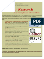 Tools For Research: Library Training Sessions On Research Skills