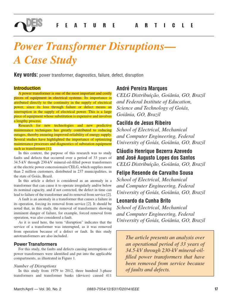 Power Transformer Failure PDF Transformer