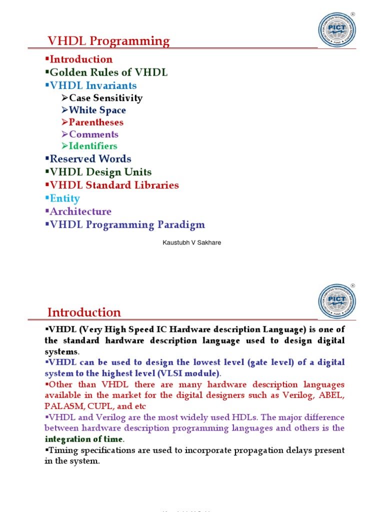 VHDL Programming | Vhdl | Hardware Description Language