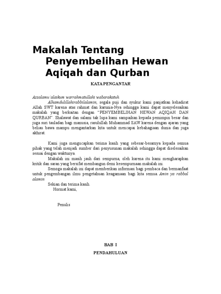 Makalah Tentang Penyembelihan Hewan Aqiq Doc