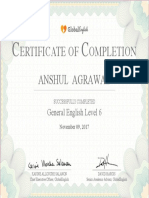 Ertificate of Ompletion: Anshul Agrawal