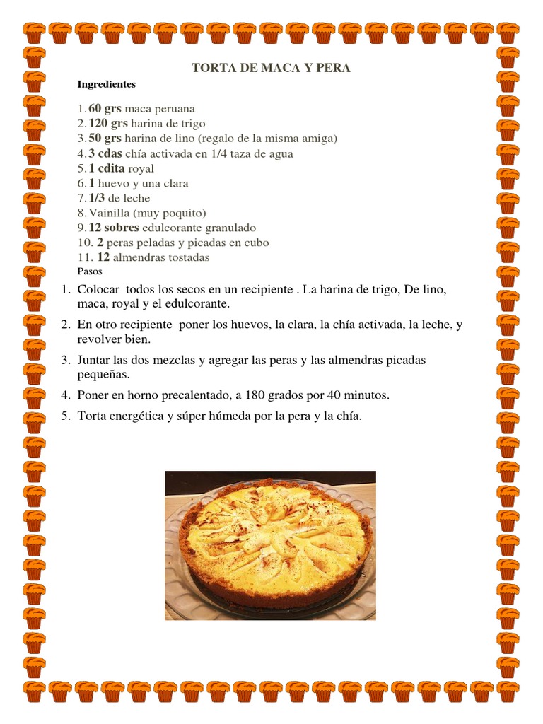 Torta de Maca y Pera | PDF | Leche | Cocinando, image size:768x1024