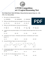2014 WMI Competition Grade 4 Part 1 Logical Reasoning Test