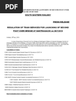 South Eastern Railway: Regulation of Train Services For Launching of Second Foot Over Bridge at Santragachi On 28/7/2019