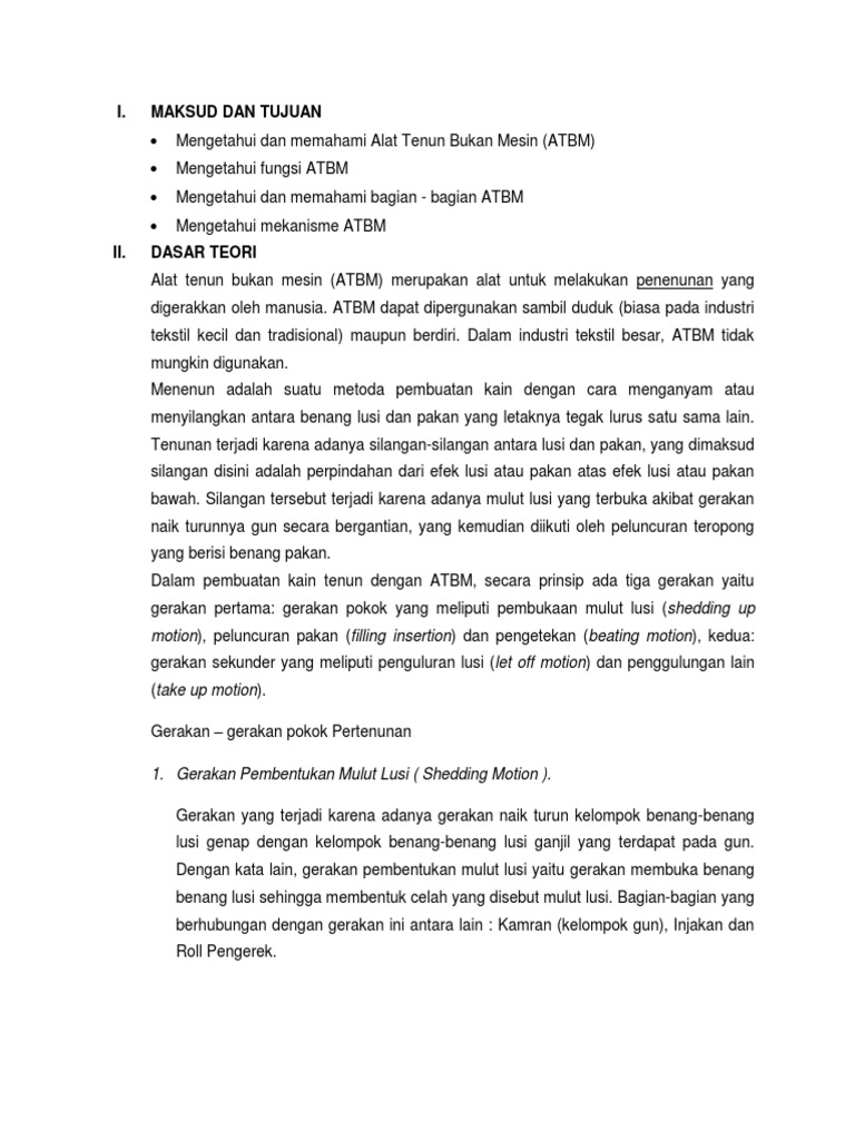 Memahami Alat Tenun Bukan Mesin (ATBM) | PDF | Teknologi & Rekayasa