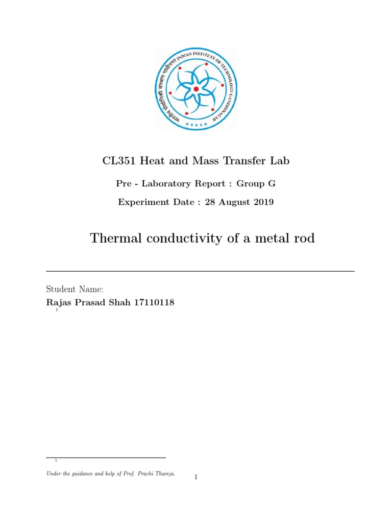 Thermal Conductivity of Metal Rod | PDF | Heat Transfer | Thermal ...