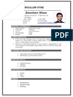 Zeeshan Khan: Curriculum Vitae